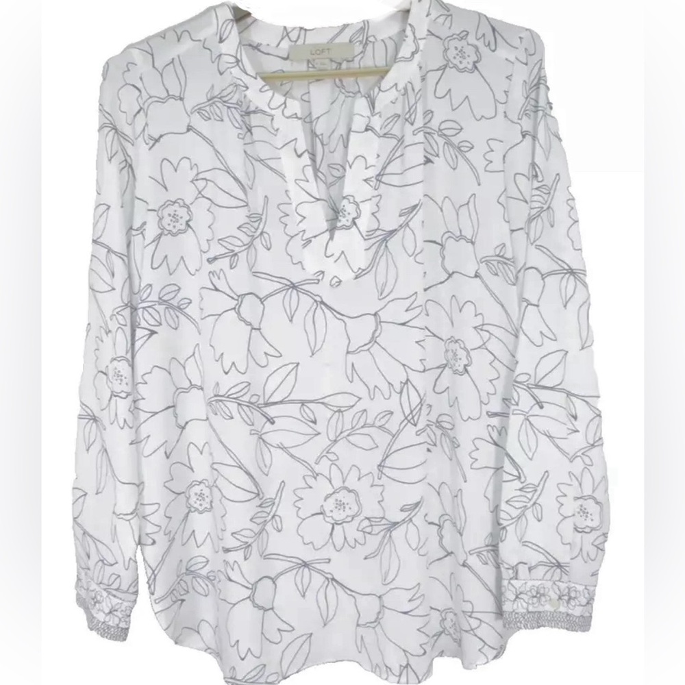 LOFT White V Neck Blouse